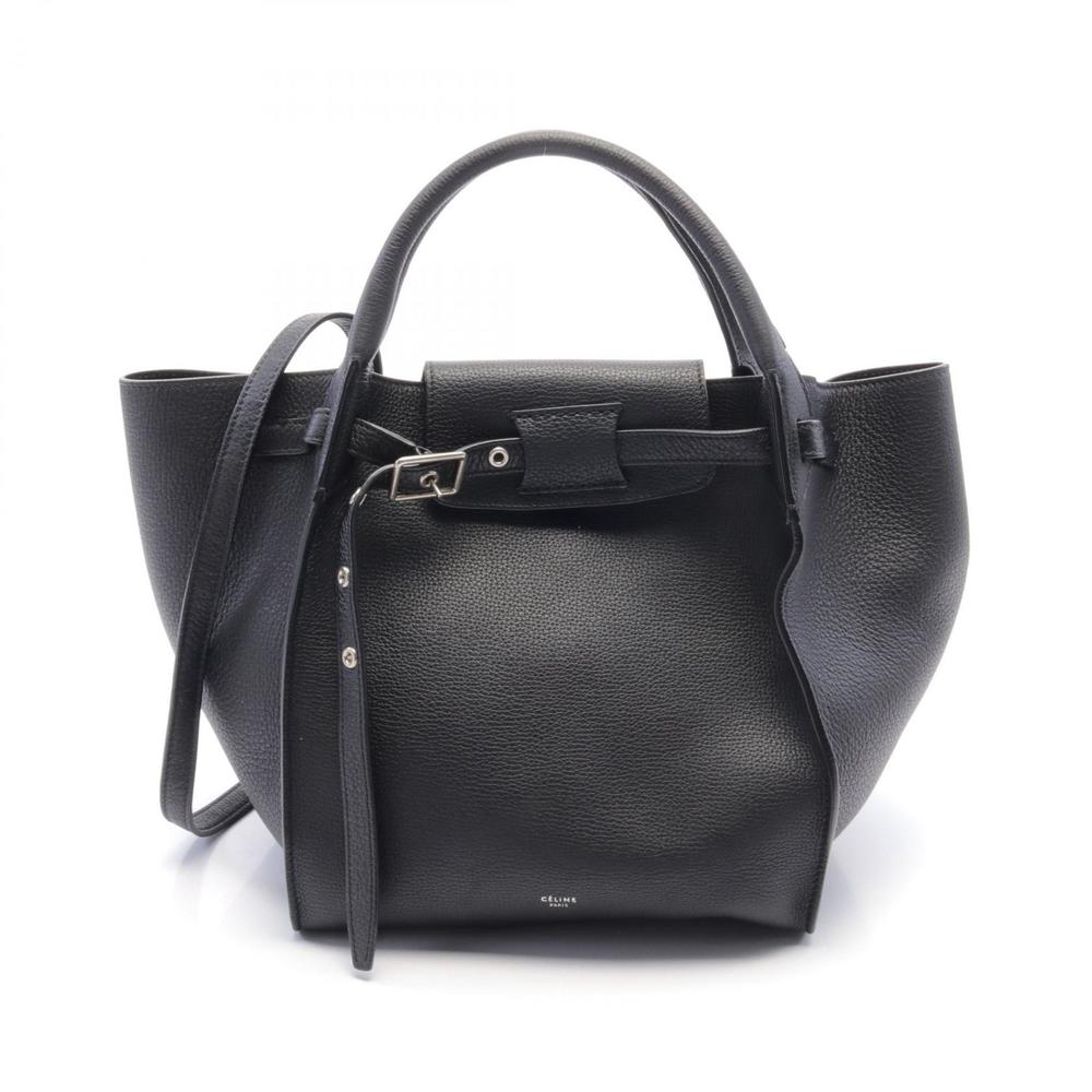 Celine Big Bag Small Long Strap Handbag Leather Black